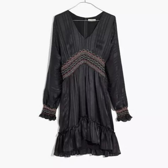 Ulla Johnson Odette Smocked Silk Midnight Mini Dress - Picture 3 of 12